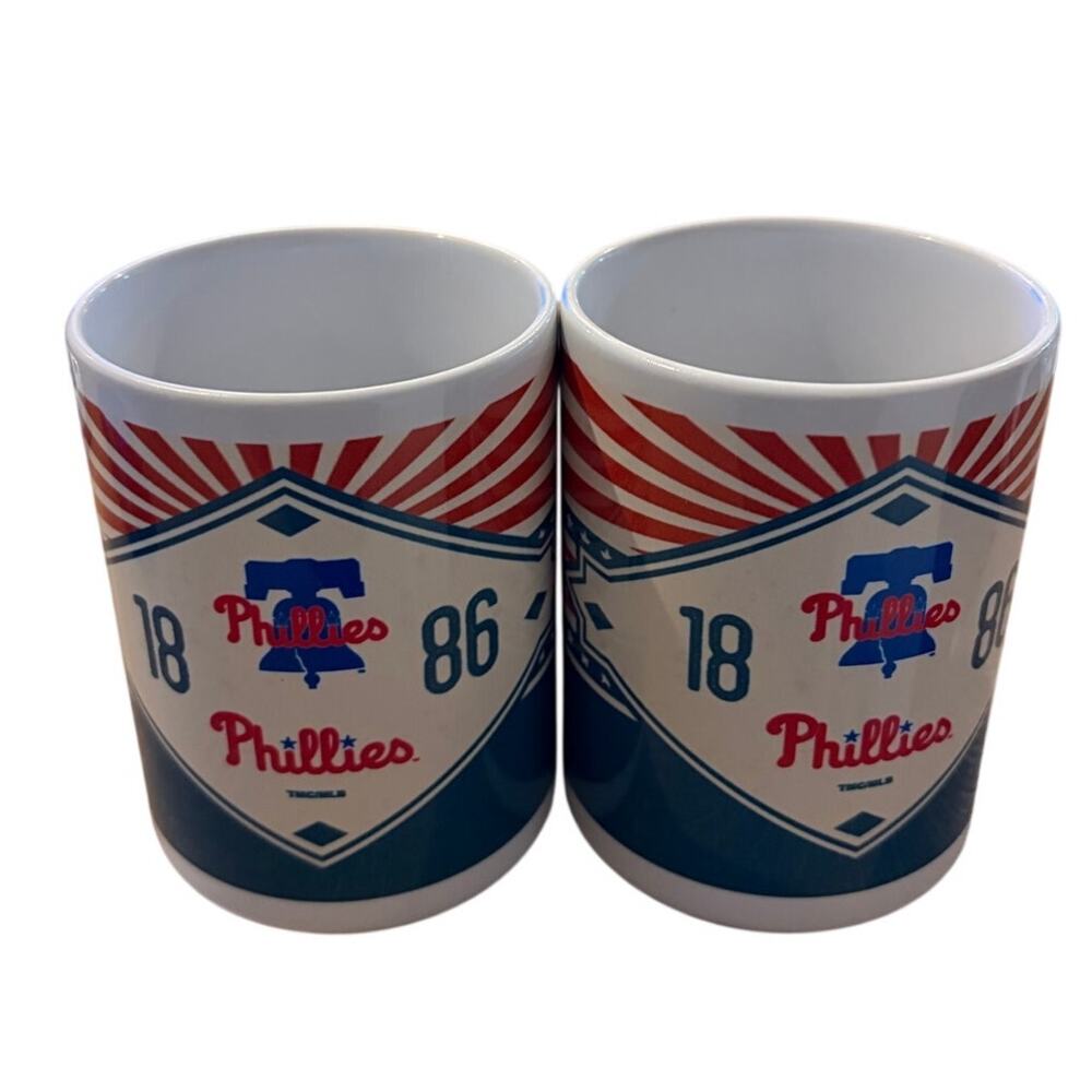 (2) Philadelphia Phillies‎ 1886 Liberty Bell MLB Baseball Ceramic Coffee Mug NEW